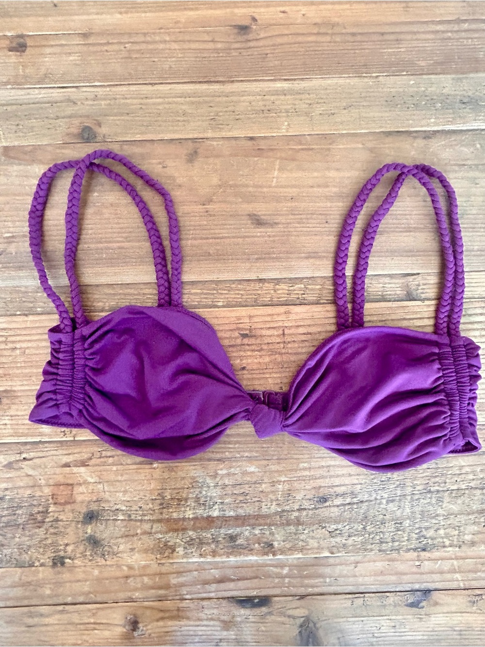 NWOT Zara Magenta Bra-Style Bikini Top with Braided Straps